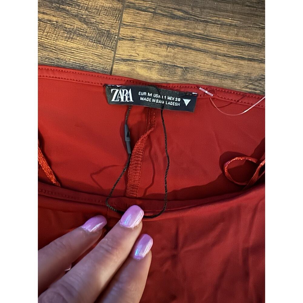 Zara Maxi Burgundy Long Sleeve Dress Sz:M - Picture 5 of 8